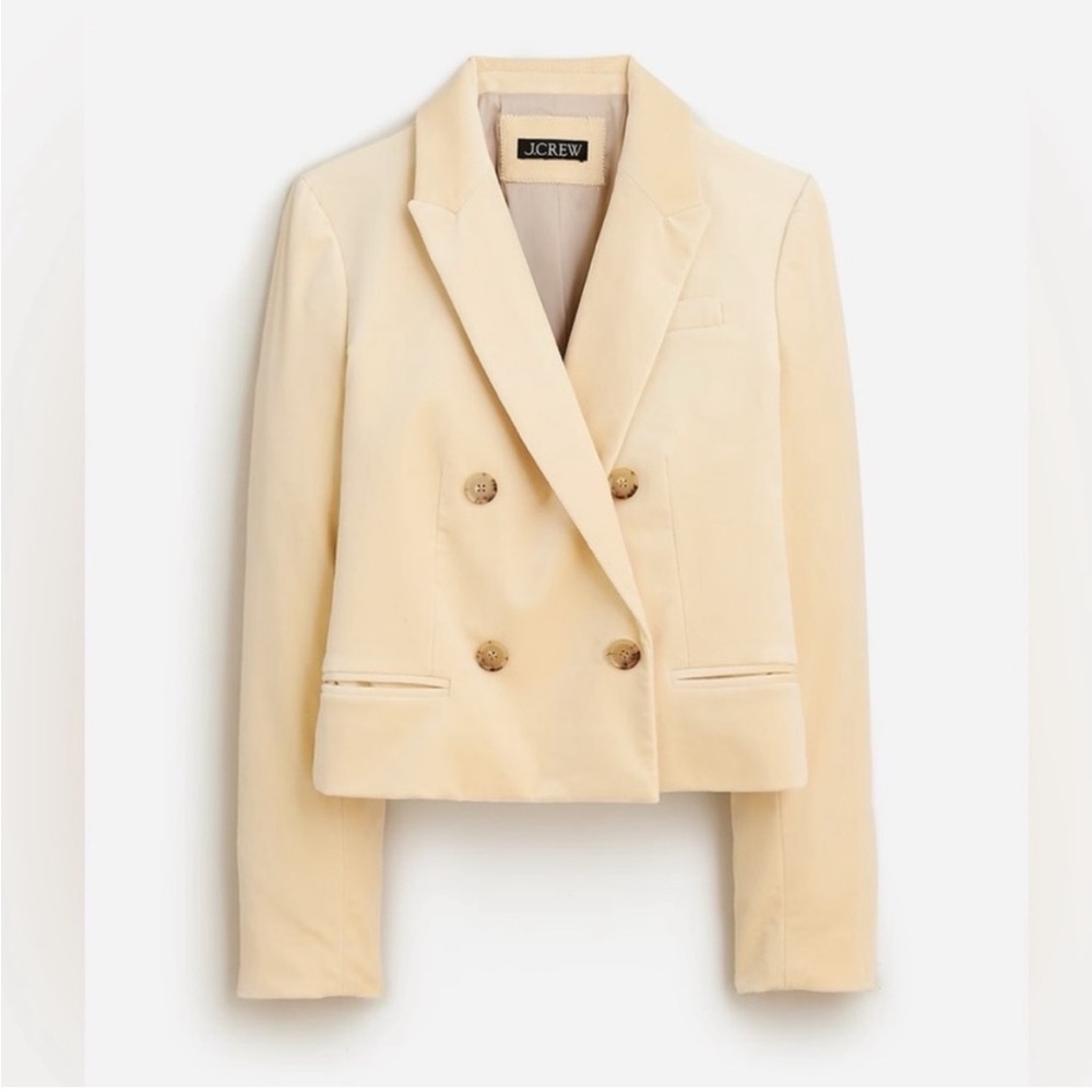 J.Crew Cropped double-breasted blazer in stretch velvet